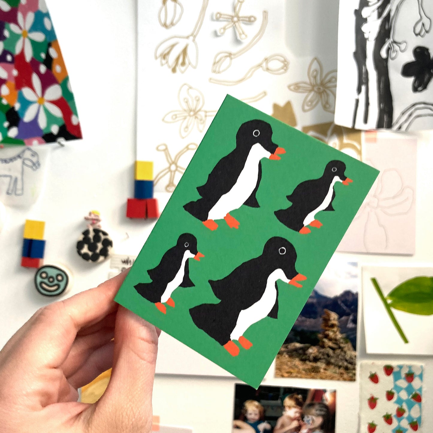 A7 Mini Card - Penguin Family